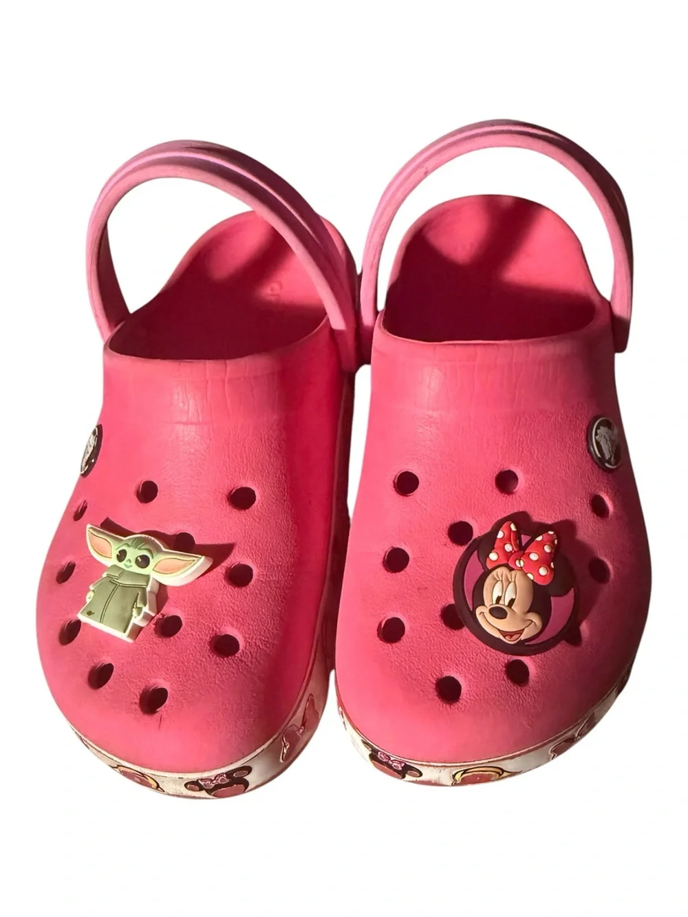 CROCS Kids Pink Clog Sandals with Back Strap and Charms